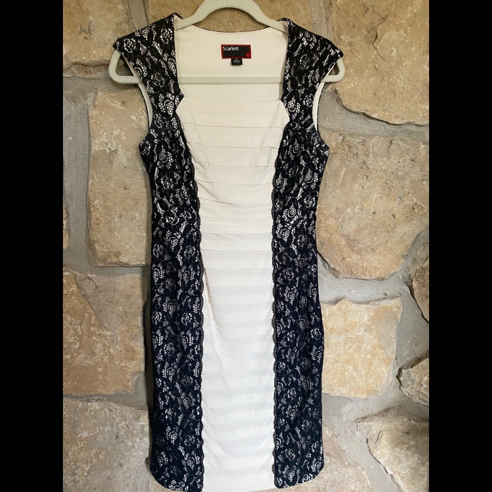 Black and white lace dress